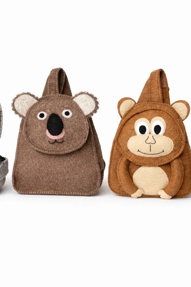 Handmade felt backpacks collection